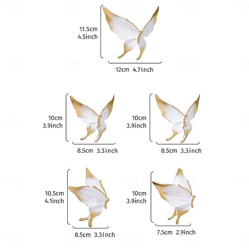5PCS Fluttering Butterfly Set Home Decoration Wall Hanging Butterfly-shaped ABS Resin Material Handcrafted Hanging Decoration Suitable for Living Room Study and Party Wall Decoration2