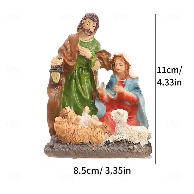 Christmas Nativity Scene Figurines, Resin Holy Family Mary, Joseph, Baby Jesus, Religious Christmas Decor, Nativity Manger Figurines4