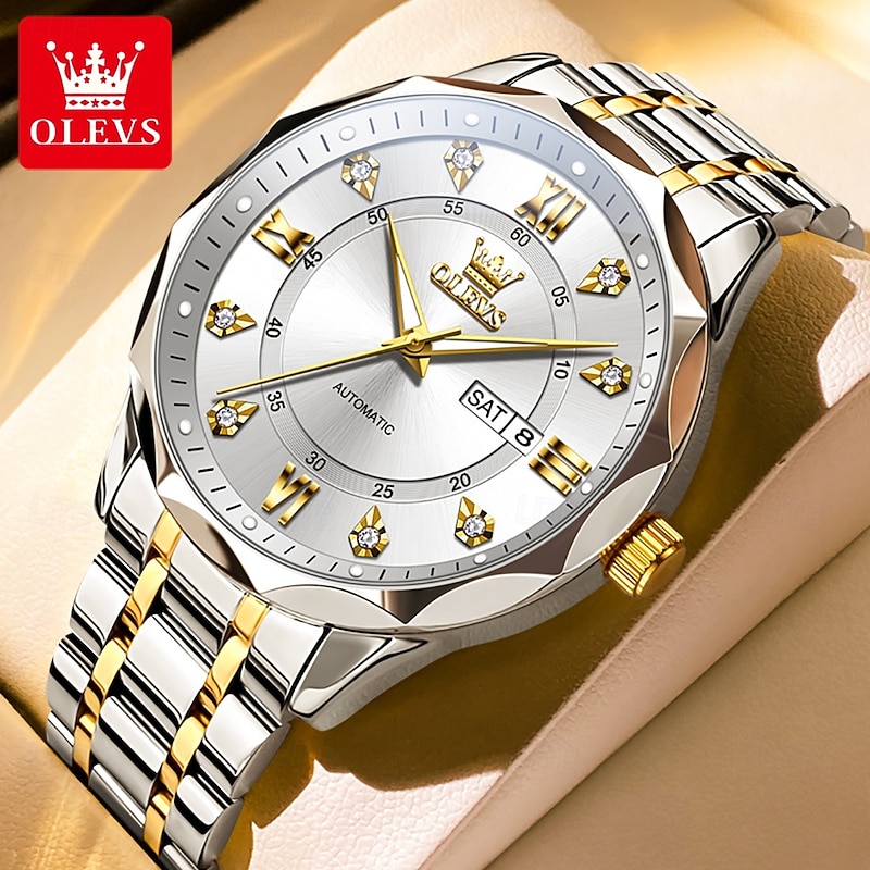 OLEVS 6727 Mens Watch Original Luxury Automatic Mechanical Watch Waterproof Calendar Week Stainless Steel Watch2