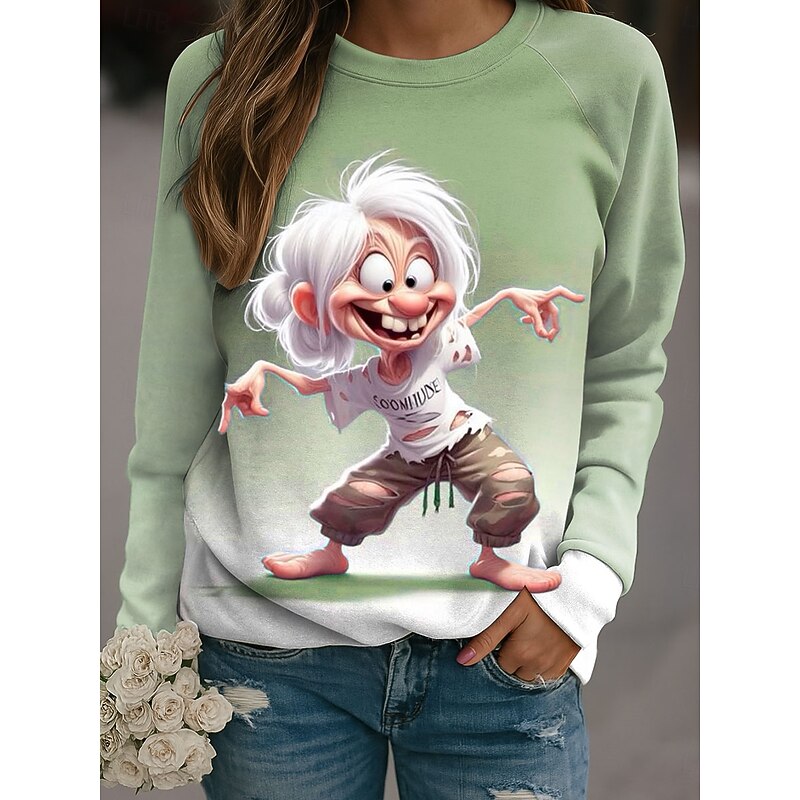 Women's Pullover Graphic Casual Long Sleeve Crew Neck Regular Tops Casual Pink Purple Green Gray Fall Winter3