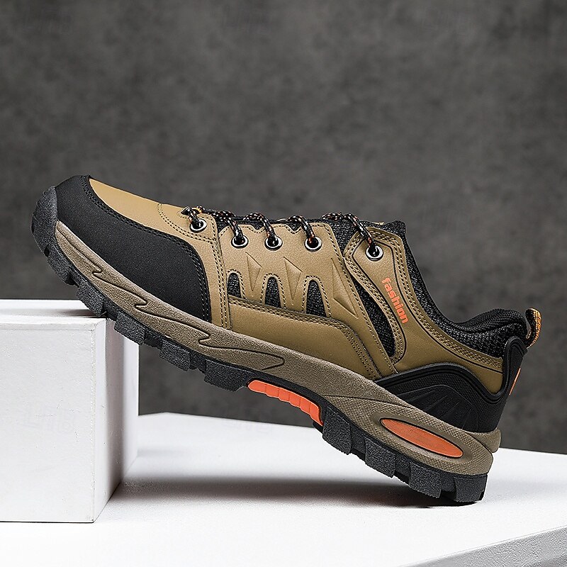 Men's Khaki and Black Outdoor Hiking Sneakers – Waterproof Trail Running Shoes with Cushioned Sole for Climbing, Camping and Daily Outdoor Wear4