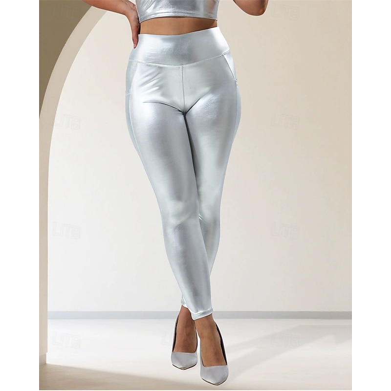 Women's Slacks Cropped Pants Streetwear Casual Ankle-Length High Rise Plain High Cut Comfortable Street Holiday Daily Wear Silver Fall Regular Fit2