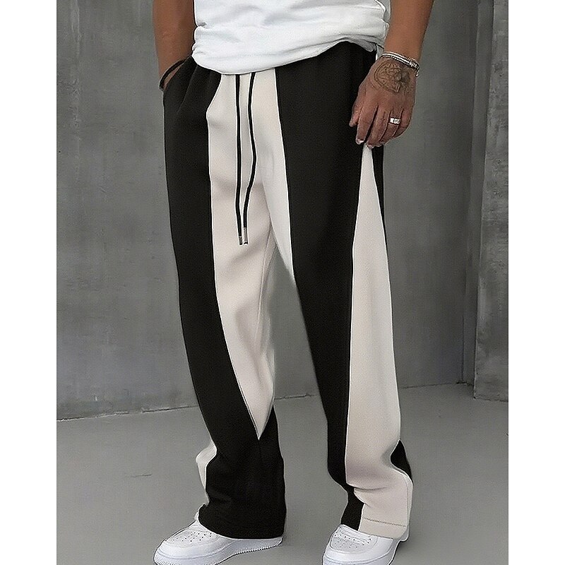 Men's Sweatpants Trousers Straight Leg Sweatpants Drawstring Pocket Elastic Waist Color Block Comfort Sports Outdoor Daily Fashion Casual Black Gray Micro-elastic