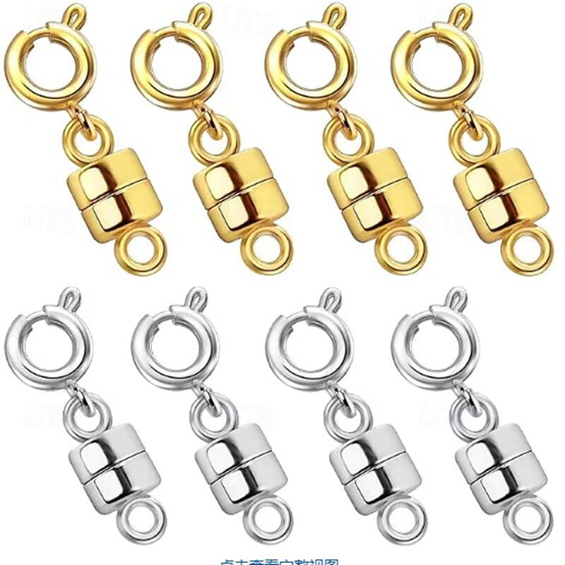 8pcs Strong Magnetic Necklace Clasps and Closures,Gold and Silver Plated Jewelry Clasps Converters for Bracelet Necklaces Chain