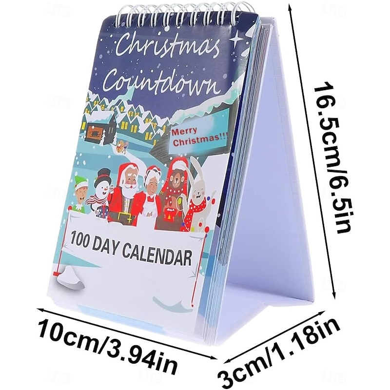 2025 100-Day Christmas Countdown Calendar Xmas Tear Off Countdown Desk Calendar, Desktop Advent Calendars, 100 Days Interactive Wall Art Home Decor Desk2