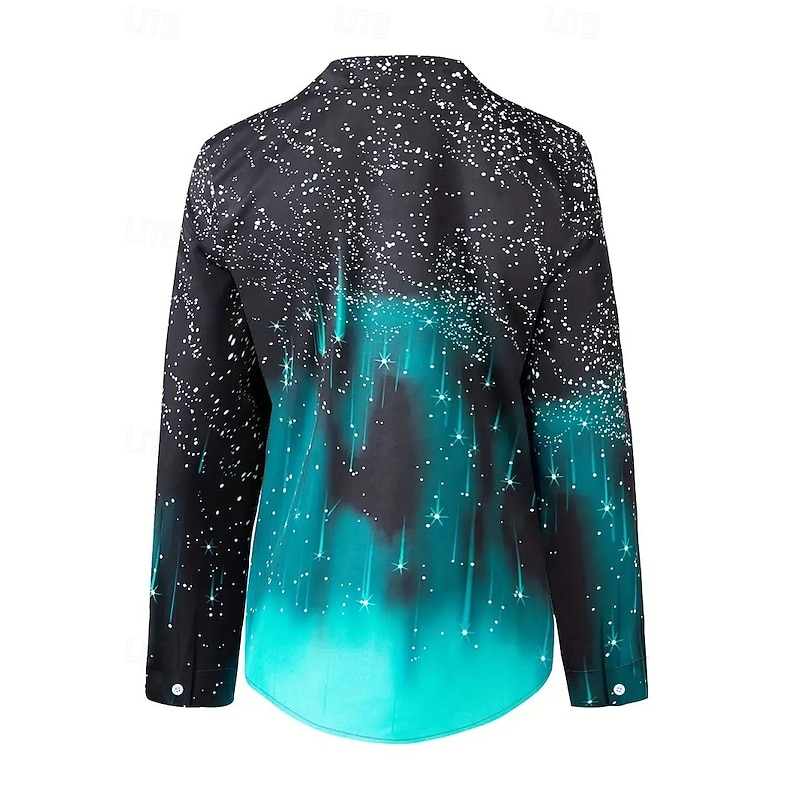 Women's Work Shirt Floral Elegant Vintage Tropical Long Sleeve Shirt Collar Regular Tops Work Party Evening Wear Date Night Outfits Green Spring, Fall, Winter, Summer2