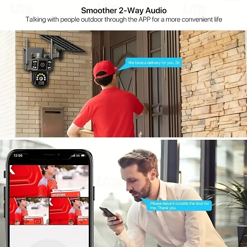 Wireless Solar Security Camera - Dual Lens Linkage 100% Wireless Wifi Battery Powered 360 Rotation And Tilt Colour Night Vision Pir Two-way Audio Sd And Cloud Storage3