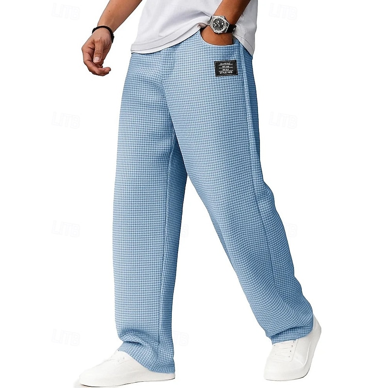 Men's Sweatpants Trousers Waffle Pants Drawstring Pocket Elastic Waist Plain Comfort Sports Outdoor Daily Fashion Casual Dark Brown Black Micro-elastic