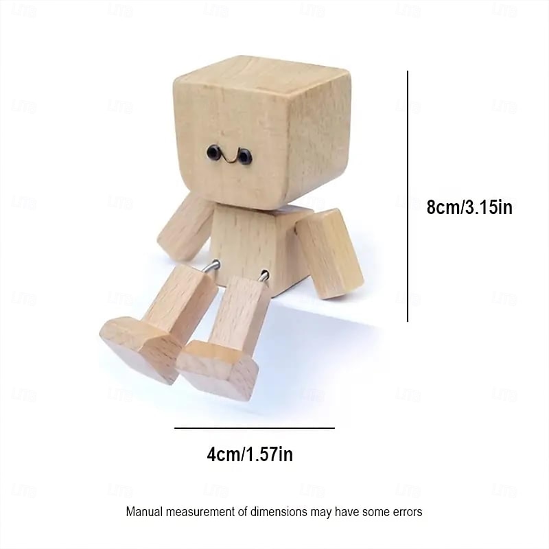Shaking Wooden Man Figurine, Charming Little Wooden Figure That Sways Handmade Shaking Feet Wooden Car Dashboard Decorations Creative Wood Desktop Decor4