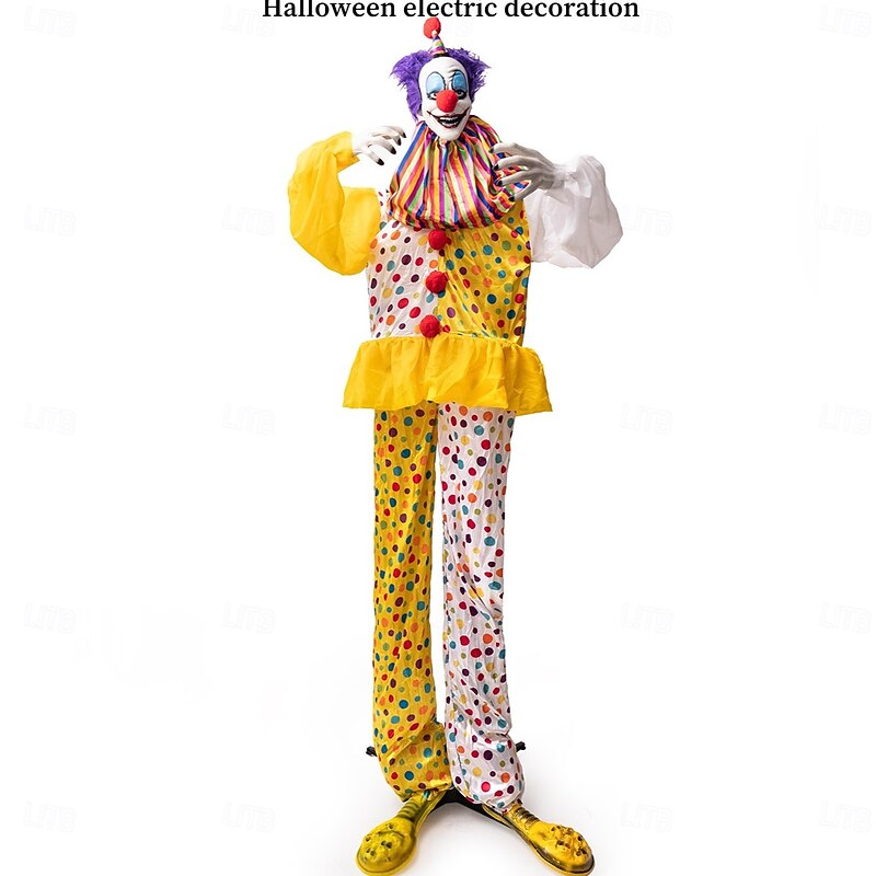 Halloween Electric Sensor Standing Clown Ornament Haunted House Party Glowing Swinging Decorative Prop2