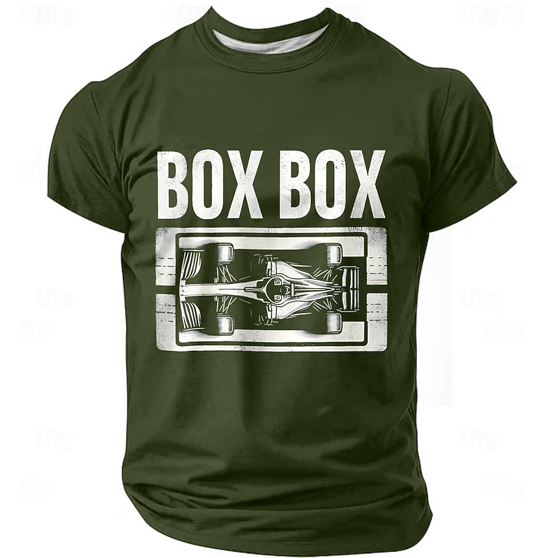 Men's F1 Racing 'BOX BOX' Graphic T-Shirt, Motorsport Short Sleeve Tee4