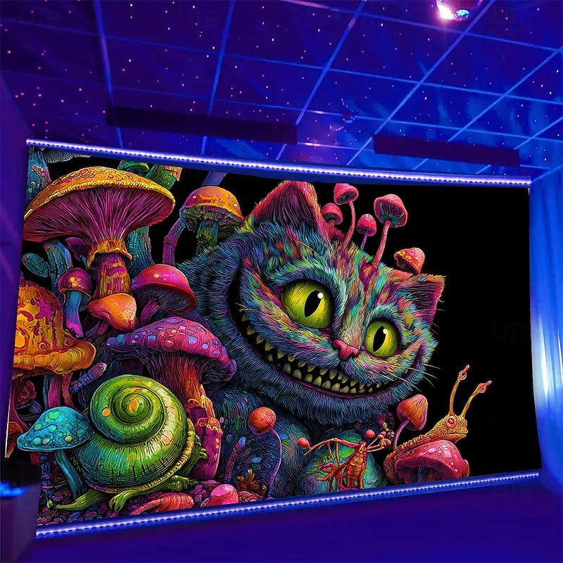 Halloween Tapestry Blanket Wall Hangings Mushroom Cat Monster Animal Psychedelic Mystic Bedroom Living Room Dorm Home Decor3