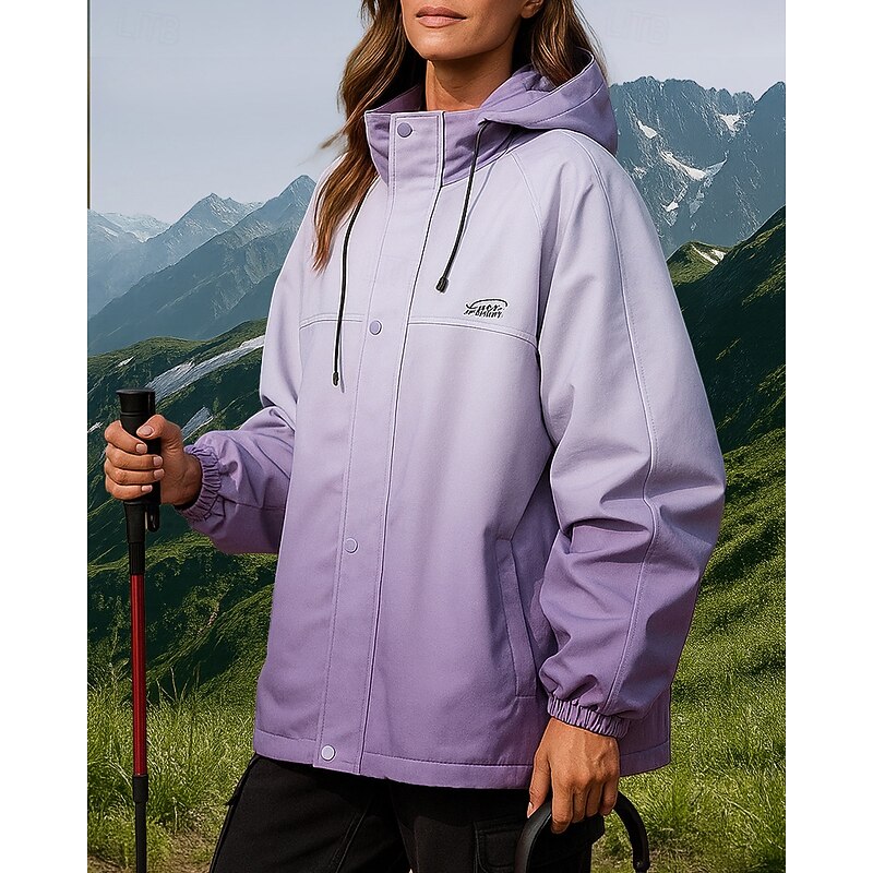 Women's Windbreaker Softshell Jacket Hiking Jacket Outdoor Waterproof Windproof Hiking Outfits Hiking Clothes Spring Autumn / Fall Top Camping / Hiking / Caving Running Gradient Black Pink Blue4