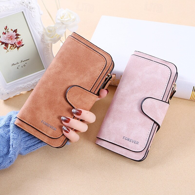 Handmade Multiple Slots Women Wallets Stylish Korean Three Fold Ladies Purse Large Capacity Multi Card Holder Fashionable Two Tone Textured Leather Wallet Gift4