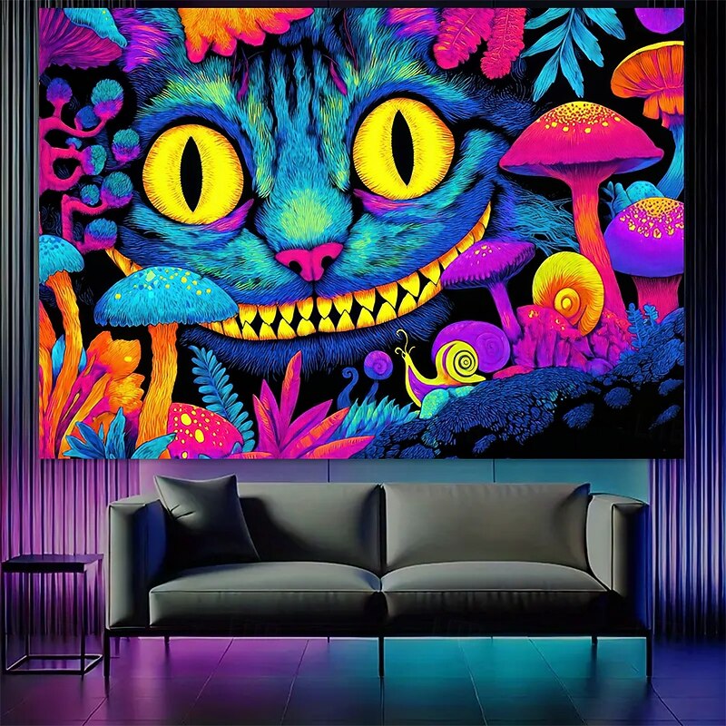 Tapestry Blanket Wall Hangings Mushroom Cat Monster Psychedelic Mystic Bedroom Living Room Dorm Home Decor3
