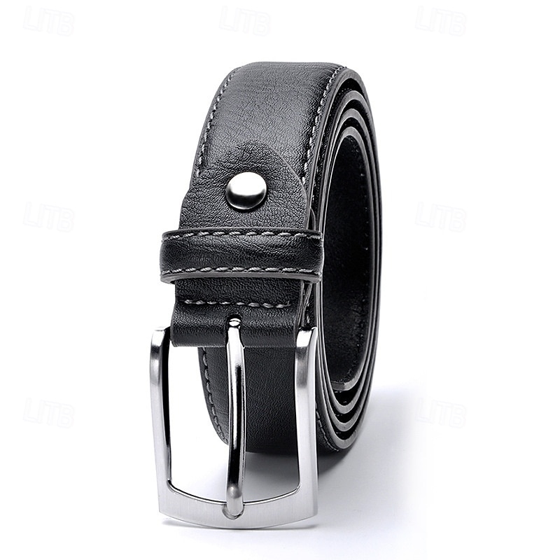 Men's Belt Waist Belt Black Royal Blue PU Leather Alloy Durable Adjustable Plain Outdoor Daily3