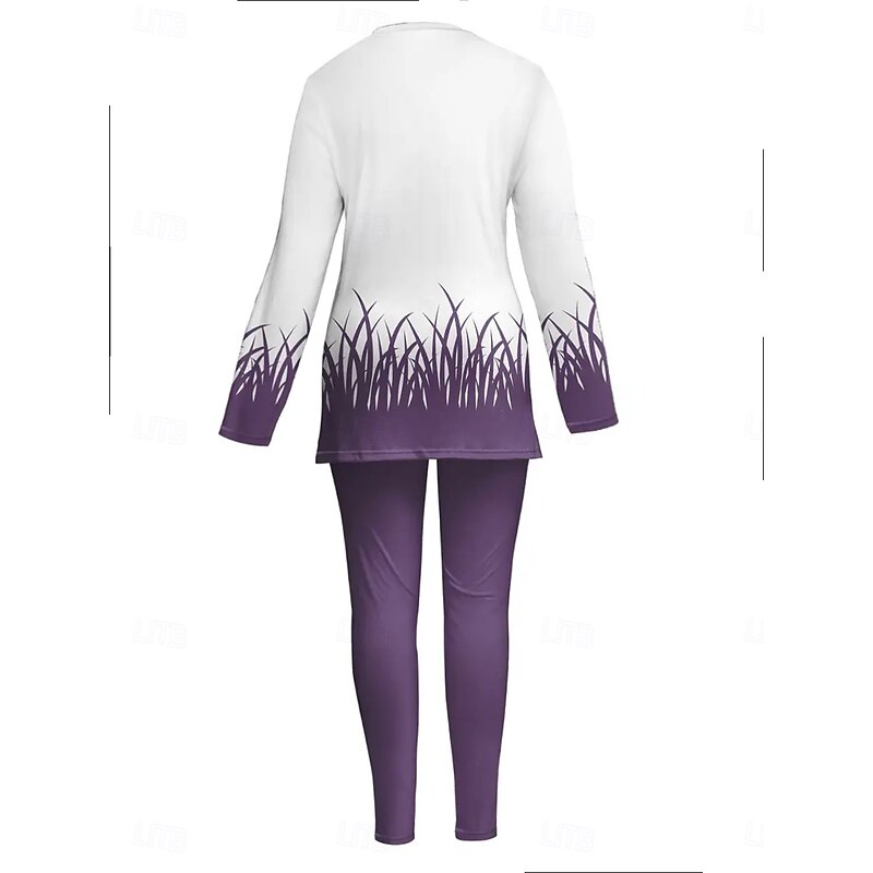 Women's Pajama Set Loungewear Round Neck Long Sleeve Casual Fashion Pants Sets Graphic Animal Cat Print Daily Daily Blue Purple Green Regular Fit2