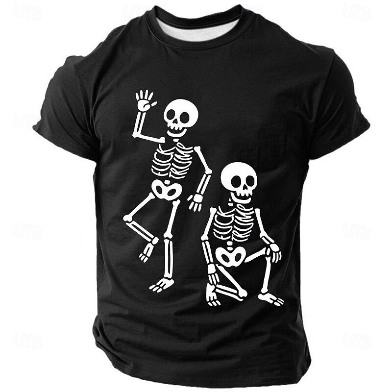 Halloween Men's Skull T Shirt Short Sleeve T shirt 3D Print Crew Neck Shirt Exaggerated Designer Horror Party Street Holiday Black Red Blue Summer Spring All Seasons Clothing Apparel S M L XL XXL XXXL3