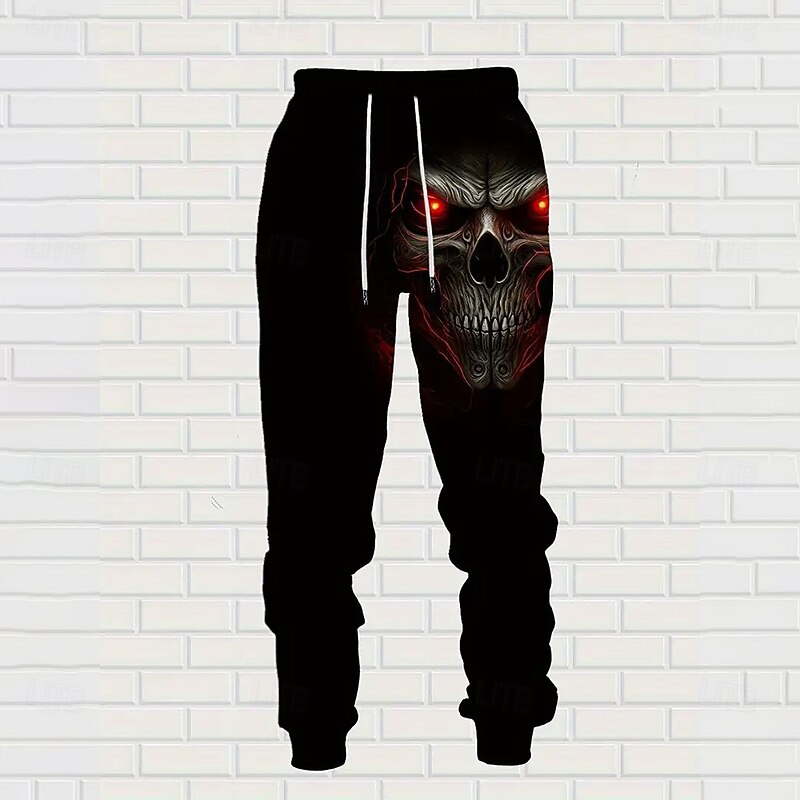 Halloween Men's Skull 2pcs 3D Sweatshirt Sets Tracksuit Hoodie Sweatshirt Long Sleeve Long pants Hooded Casual Daily Street Athleisure 3D Print Hooded Spring Fall Winter Black4