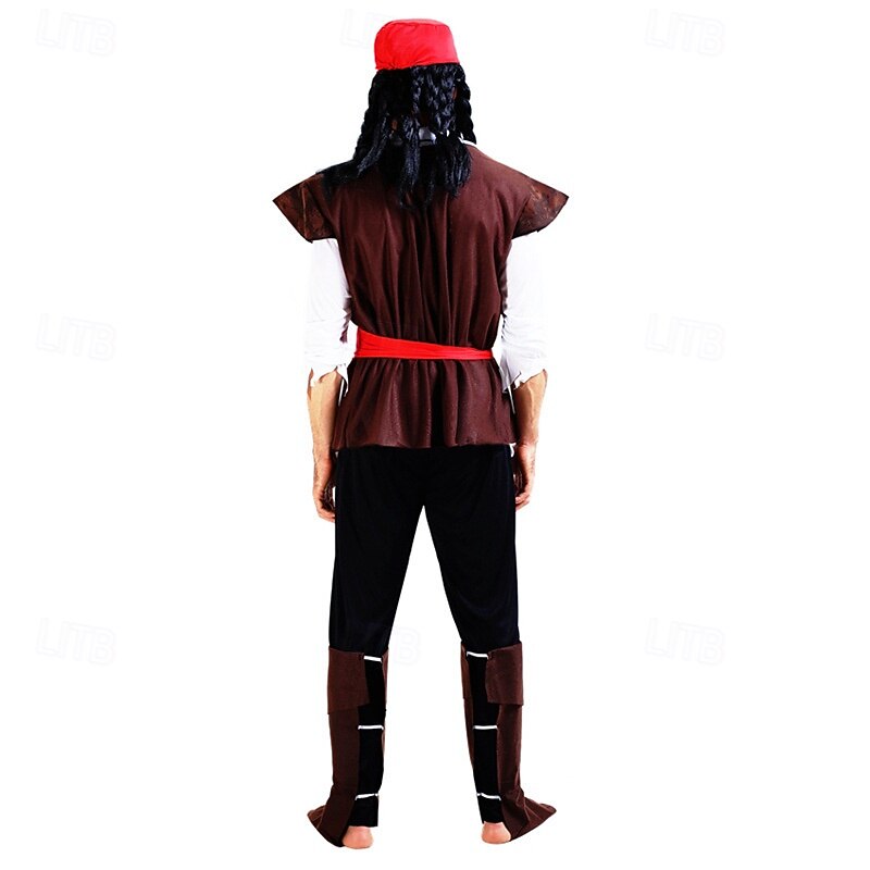 Pirate Halloween Cosplay Costume Outfits Carnival Costume Outfits Cosplay Adults' Men's Halloween Carnival Performance Easy Halloween Costumes Dress Up3