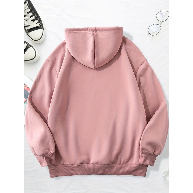 Women's Pullover Hoodie Sweatshirt Graphic Animal Casual Comfrt Long Sleeve Hooded Regular Tops Street Dailywear Casual Pocket Print Black Pink Red Green Dark Gray Fall Winter2
