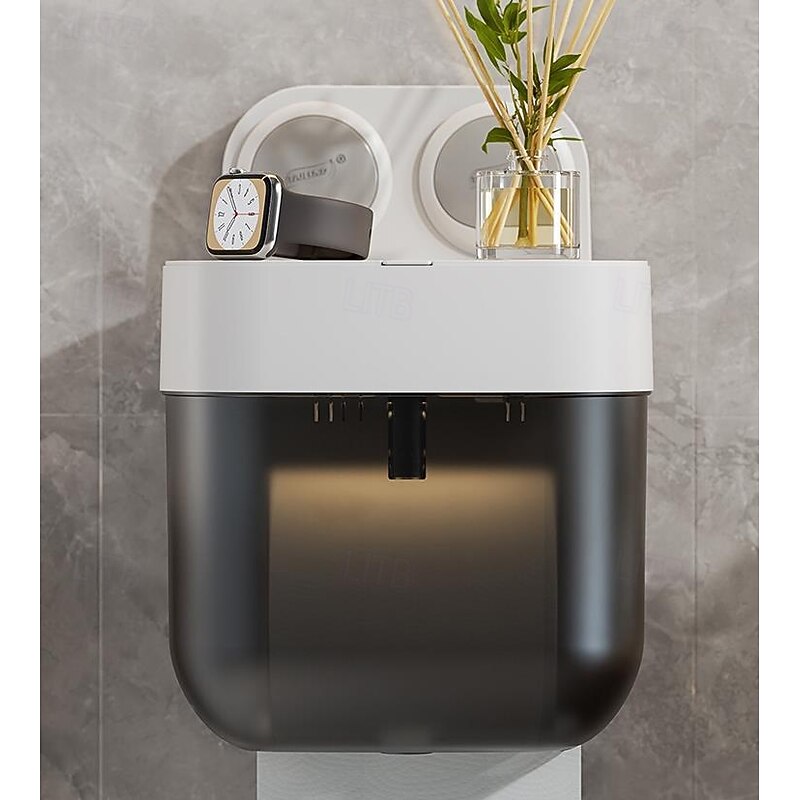 TAILI No Drilling Suction Toilet Paper Holder, Easy Eo Install Tissue Roll Holder, Holds Strong and Steady, Wall Mount Tissue Holder with Shelf, for Bathroom Pantry and RV Kitchen4