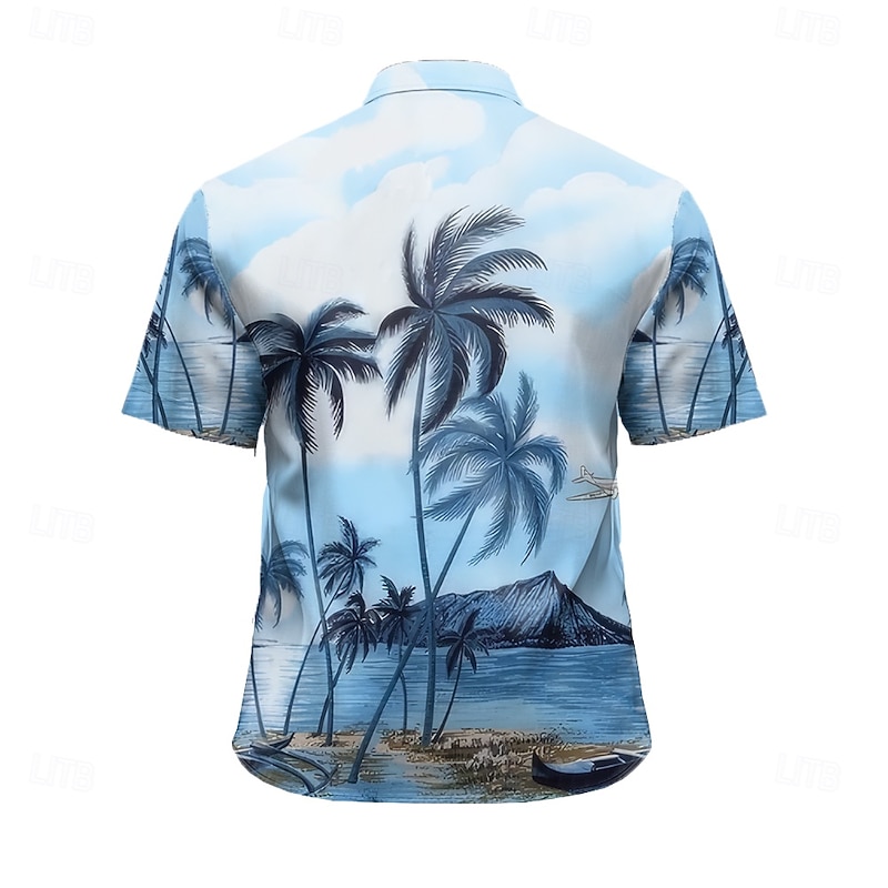 Men's Coconut Tree Tropical Plants Summer Hawaiian Shirt Button Up Shirt Aloha Shirt Short Sleeve Hawaiian Vacation Beach Wear Summer Spring Turndown 3D Print Collared Shirts Pink Blue Purple Orange2