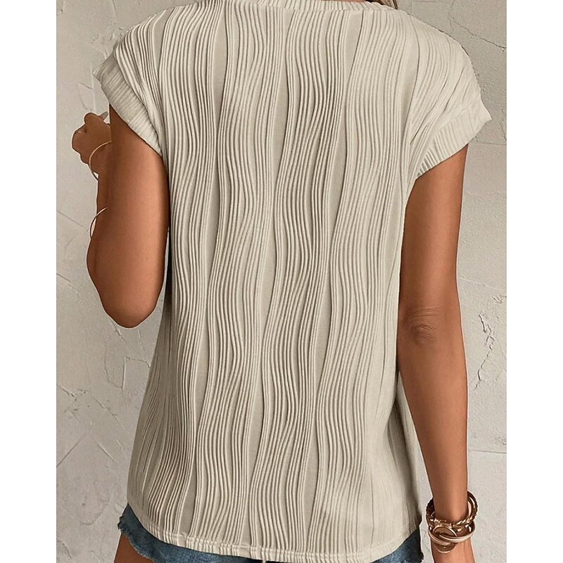 Women's Texture Blouse Blouse Plain Modern Casual Sleeveless Crew Neck Regular Tops Daily Holiday Going out Black White Pink Green Apricot Summer4