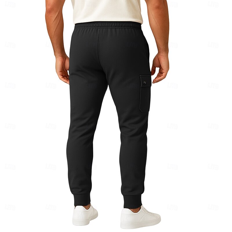 Men's Sweatpants Joggers Tactical Pants Trousers Cargo Sweatpants Drawstring Pocket Elastic Waist Plain Moisture Wicking Breathable Full Length Outdoor Daily Running Fashion Streetwear Black White4