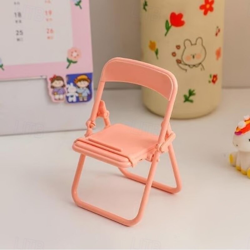 2/4/6pcs Cute Chair Phone Holder Stand, Portable Foldable Desktop Phone and Tablet Stand, Macaron Colorful Creative Lazy Holder, Random Colors4