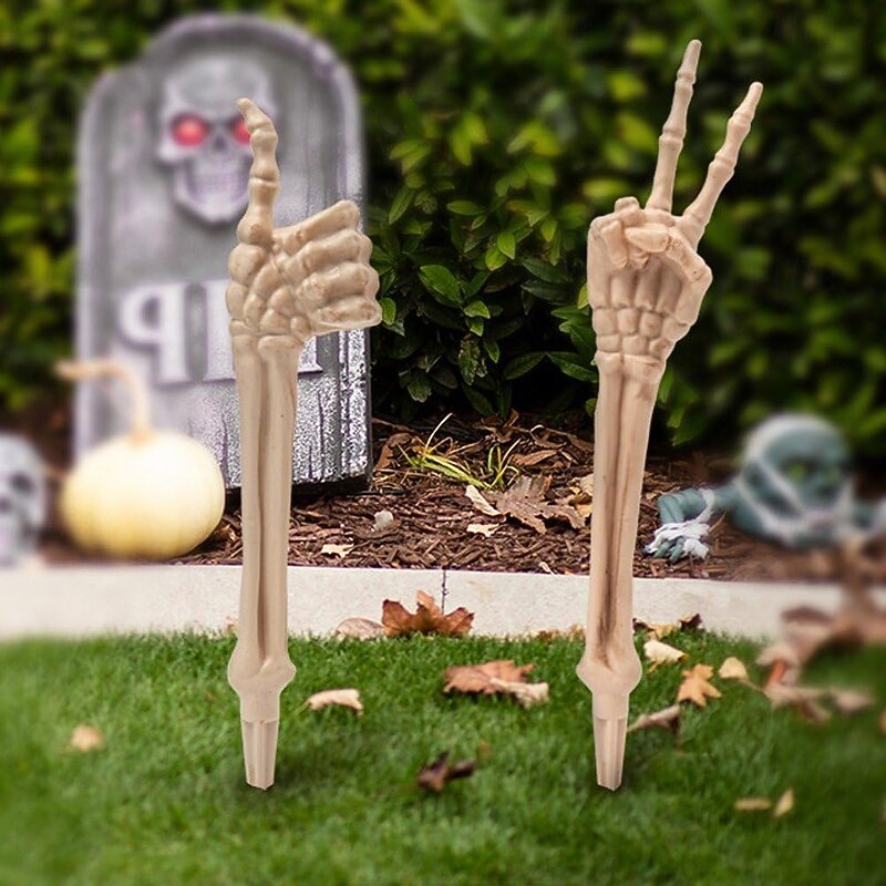 Skeleton Hands Stakes, Skull Arm Stakes, Spooky Garden Ornament for Halloween, Backyard Graveyard Scenes Adding A Horror Atmosphere