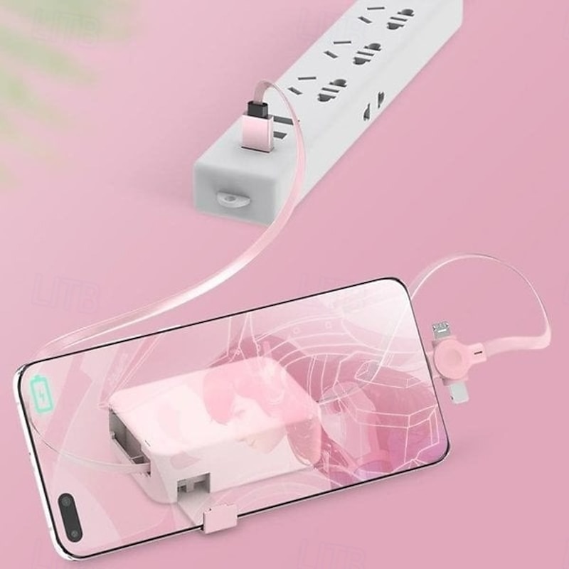3 In 1 Charging Cable Roll Macaron Retractable Storage Stand Multi Charging Cord One for Three Data Cable with Logo Printing Perfect Gift Bulk Wholesale Accessory3