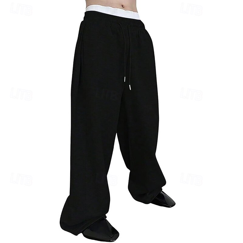 Men's Sweatpants Wide Leg Sweatpants Trousers Baggy Pants Open Bottom Sweatpants Drawstring Elastic Waist Plain Moisture Wicking Breathable Full Length Sports Outdoor Casual Daily Fashion Streetwear3