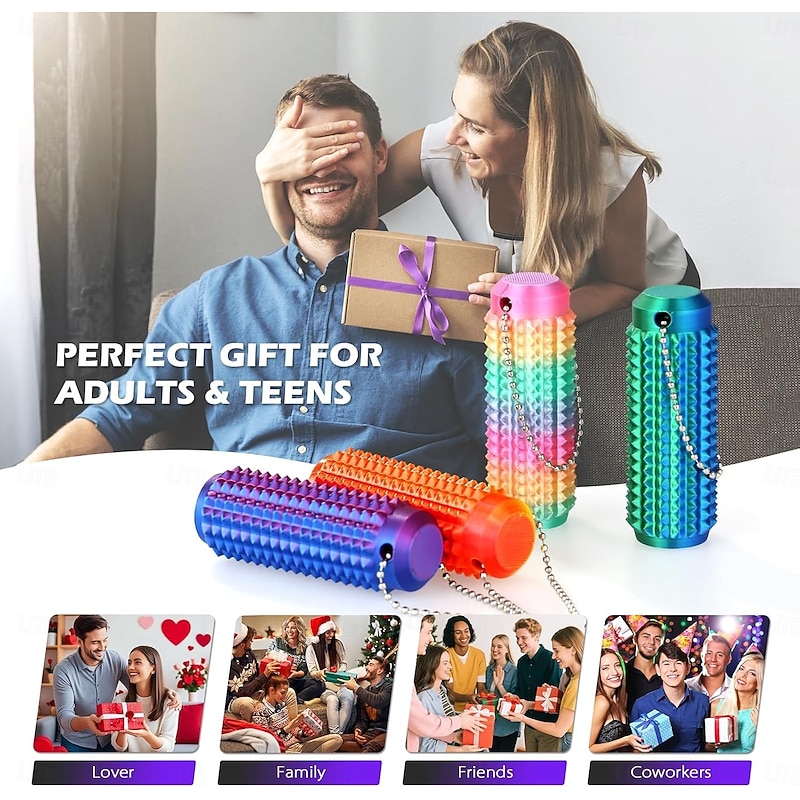4 Pcs Portable Vibrant Colors Stim Tool,Spiky Grippie Stim Keychain for Anxiety Relief Little Ouchies Pain Fidget2