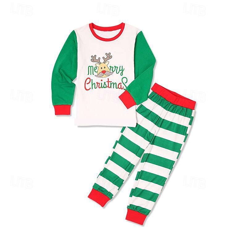 Family Pajamas Christmas Pattern Home Print White Long Sleeve Adorable Matching Outfits4