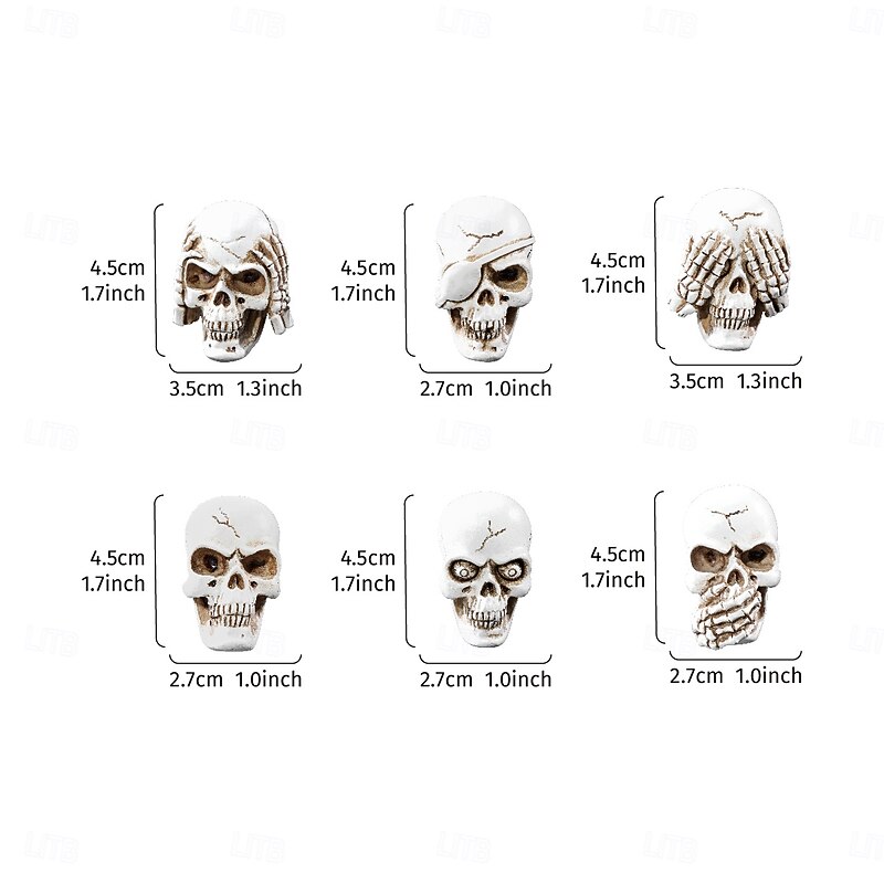 6PCS Halloween Resin Skull Magnets Set – Hand-Painted Vintage Style Magnetic Refrigerator Stickers, Easy Detach, Horror Decor for Metal Surfaces, Festive Home & Halloween Party Decoration2