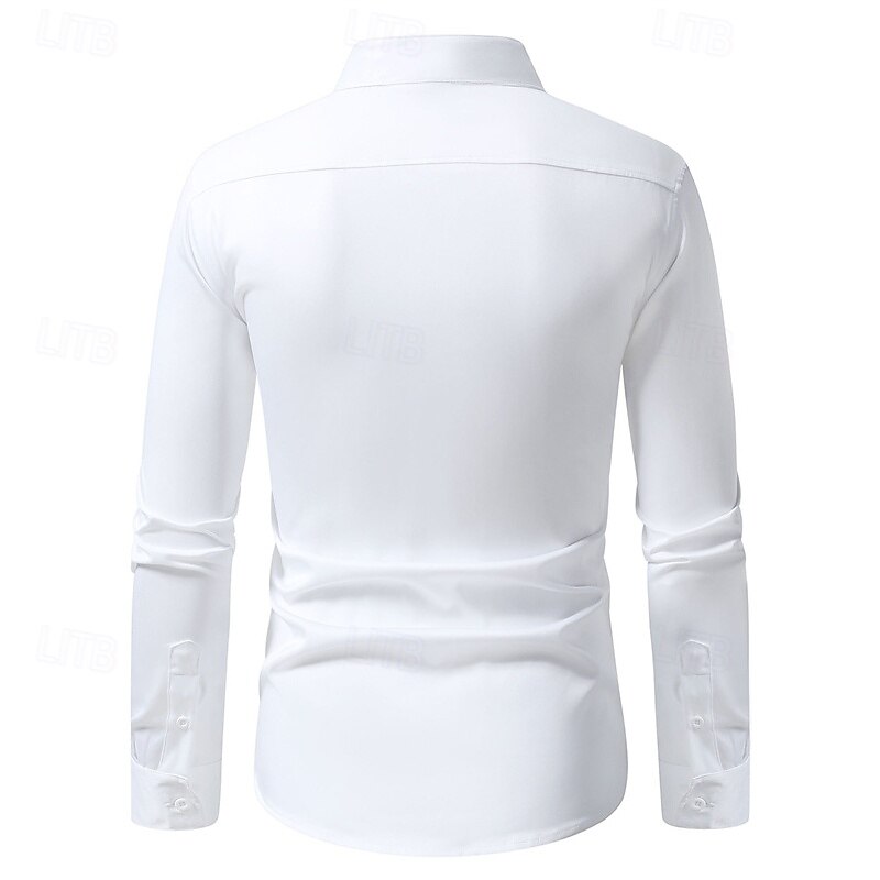 Men's Shirt Summer Shirt Casual Shirt Beach Shirt Button Up Shirt Black White Navy Blue Royal Blue Blue Long Sleeve Floral Band Collar Vacation Hawaiian Embroidery Clothing Apparel Polyester Fashion4