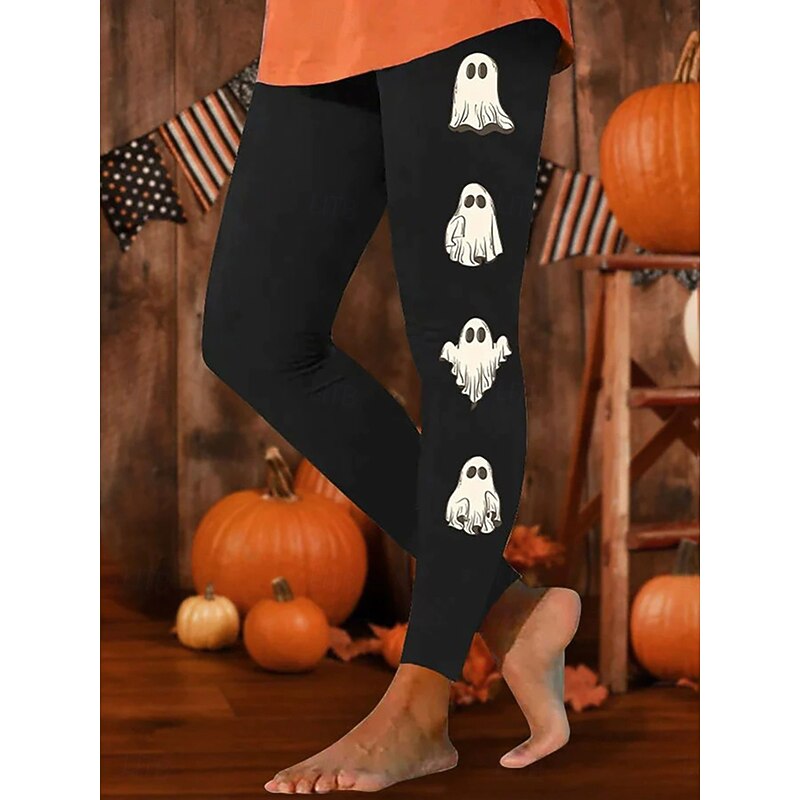Women's Leggings Vacation Vintage Fashion Ankle-Length High WaistPantsHalloween Graphic Printing Thermal Warm Soft Breathable Stretchy Formal Outdoor Vacation Black Red Blue Green Spring Fall Slim Fit