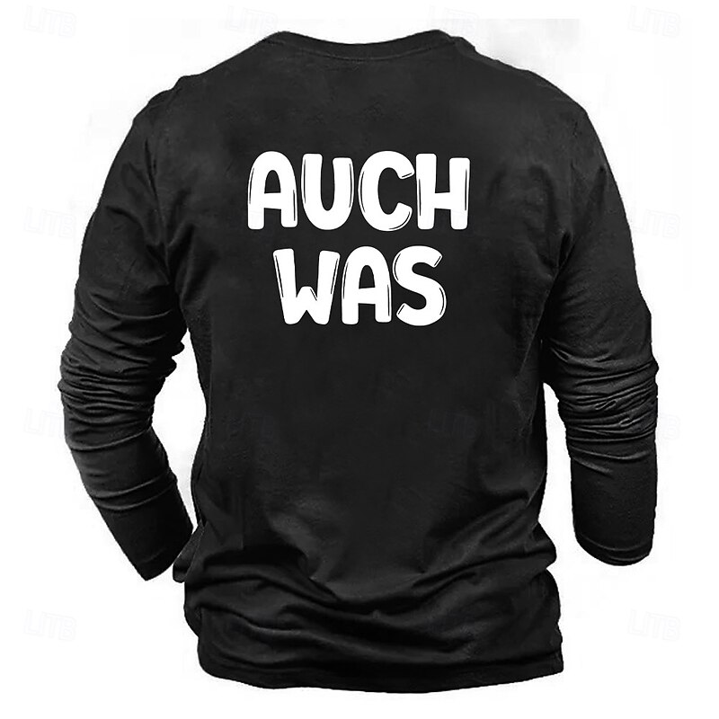 Men's Long Sleeve Funny T-Shirt, 'HINTEN STEHT AUCH WAS' German Wordplay Graphic Tee2
