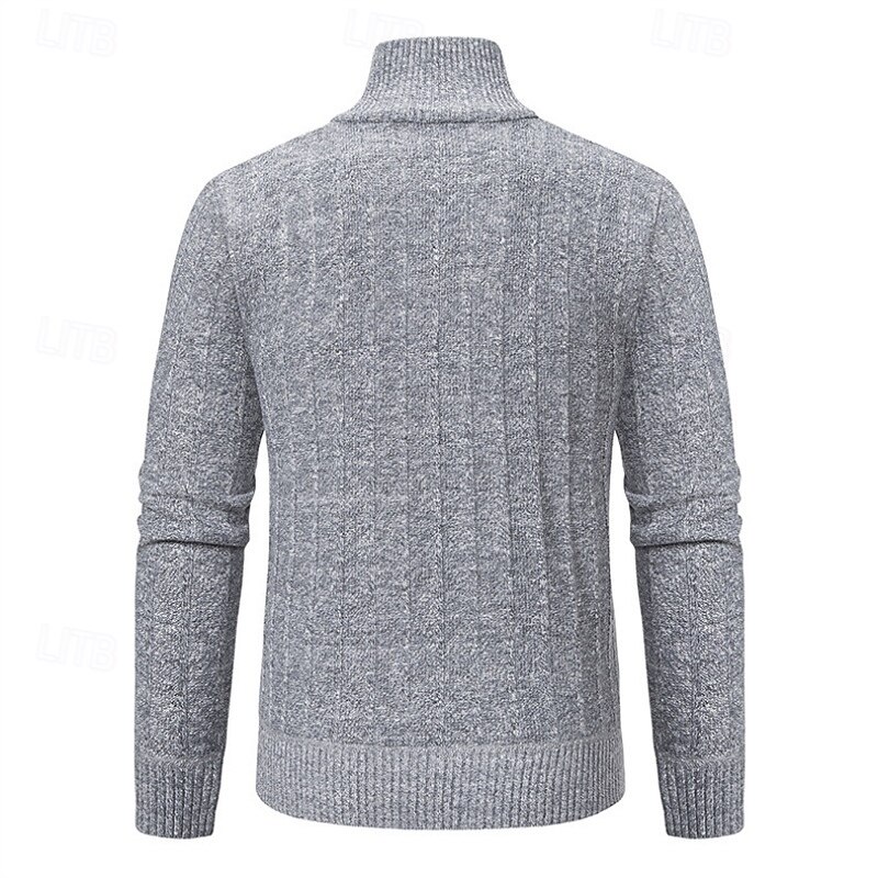Men's Sweater Pullover Sweater Jumper Quarter Zip Pullover Sweater Ribbed Knit Regular Tops Knitted Slim Fit Plain Standing Collar Knitwear Contemporary Business Casual Clothing Apparel Fall Winter4