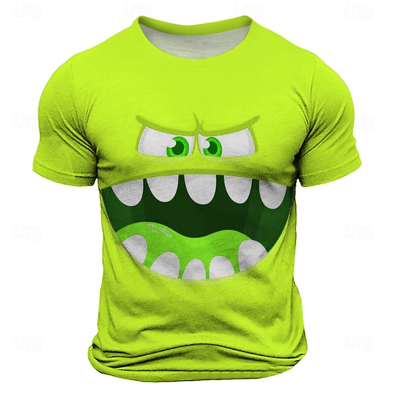 Men's 3D Smile Face T Shirt Short Sleeve T shirt 3D Print Crew Neck Shirt Fashion Exaggerated Daily Party Street Casual Pink Blue Orange Summer Spring Clothing Apparel S M L XL XXL XXXL4