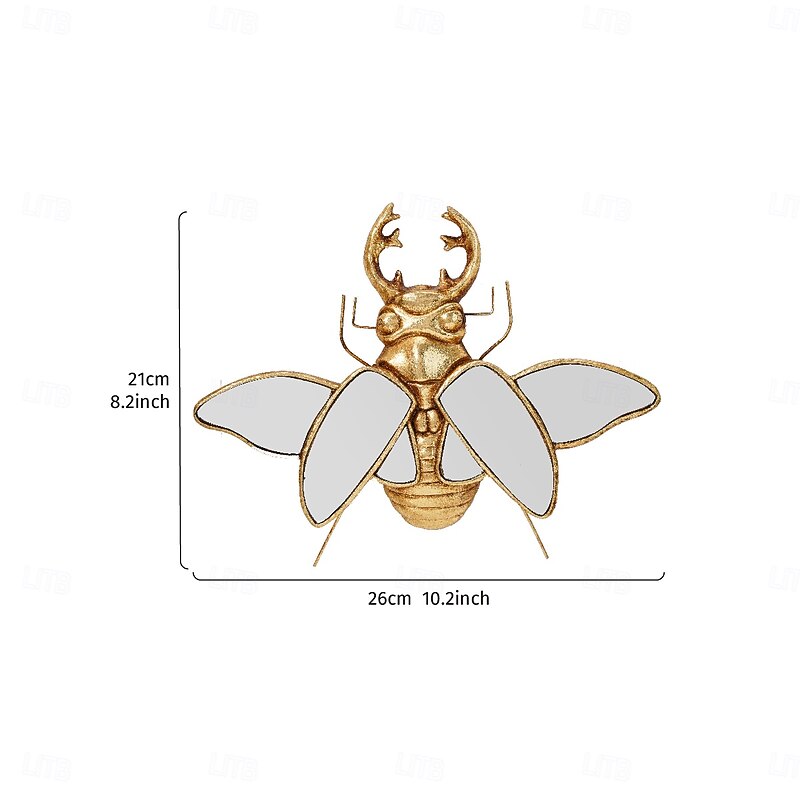 1PC Resin Material Golden Six-sided Mirror Beetle-shaped Decorative Wall Hanging With Mirror Inlaid on The Surface Suitable for Wall Decoration Theme Party and Other Decorative Hanging Ornaments2