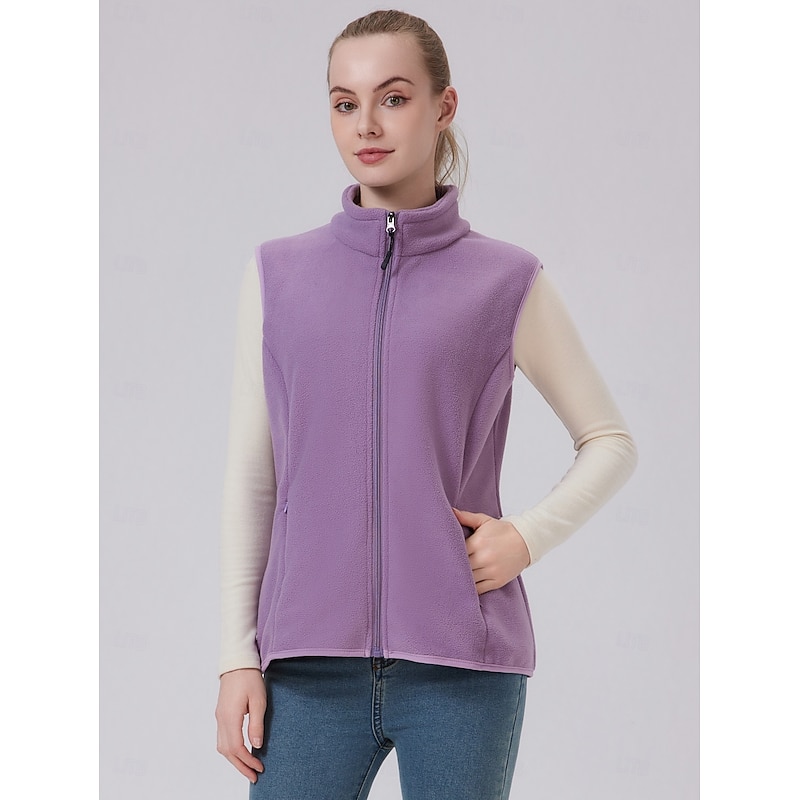 Women's Hiking Vest Fleece Vest Thermal Jacket Winter Outdoor Anatomic Design Front Zipper Thick Warm Top Single Slider Full Zip Camping / Hiking / Caving Traveling Black Pink Burgundy Dark Navy2