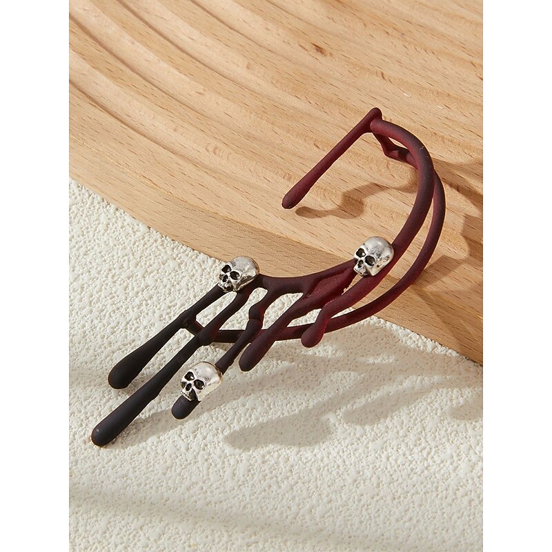 Women's Halloween Skull Drip Ear Cuff – Red and Black Blood Drip Design with Skull Accents – Unique Gothic Style for Halloween Parties and Costumes4