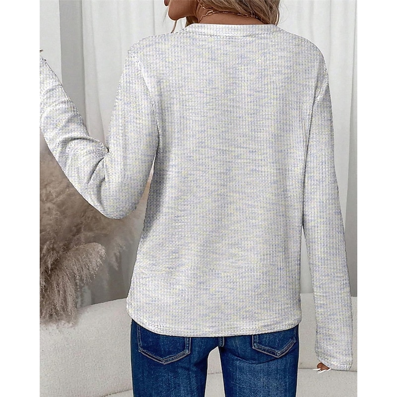 Women's Sweater Pullover Fashion Solid Color Ribbed V Neck Knitted Long Sleeve Regular Tops Knit Holiday Going out Weekend White Fall3