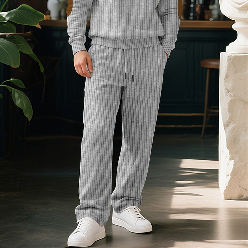 Men's Sweatpants Trousers Straight Leg Sweatpants Drawstring Pocket Elastic Waist Plain Comfort Sports Outdoor Daily Fashion Casual Black Green Micro-elastic