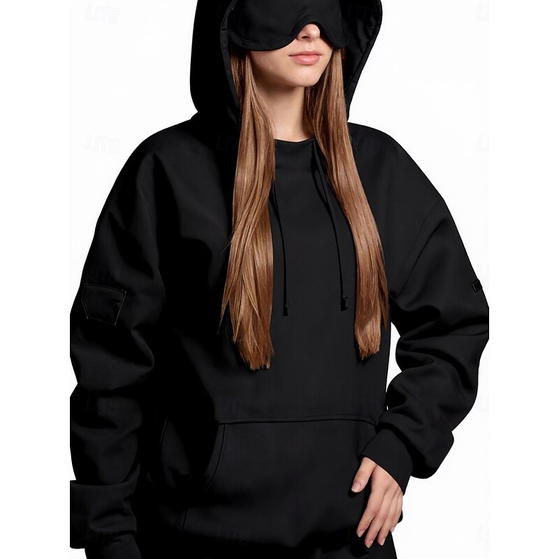 Women's Pullover Hoodie Sweatshirt Plain Casual Long Sleeve Hooded Regular Tops Street Dailywear Pocket Black Pink Brown Green Dark Gray Fall Winter4