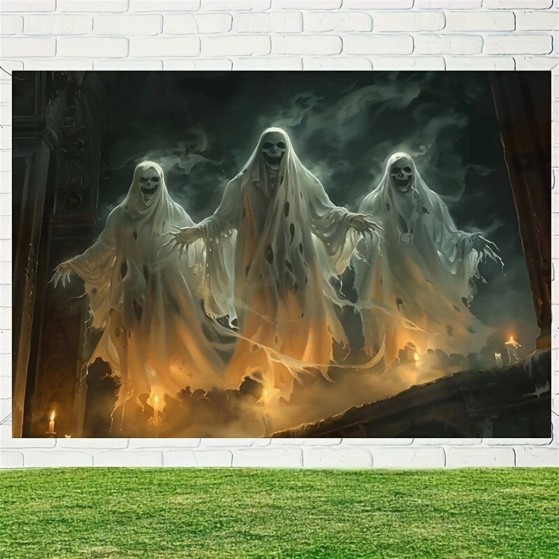 Halloween Ghost Tapestry for Bedroom Living Room – Spooky Haunted Wall Hanging with Floating Spirits, Scary Gothic Horror Home Decor4