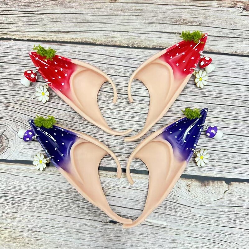 2 Pairs Elf Halloween Ear Cuffs Blue and Red Kid's Adults' Women's Girls' Christmas Halloween Performance Party Easy Halloween Costumes Dress Up2