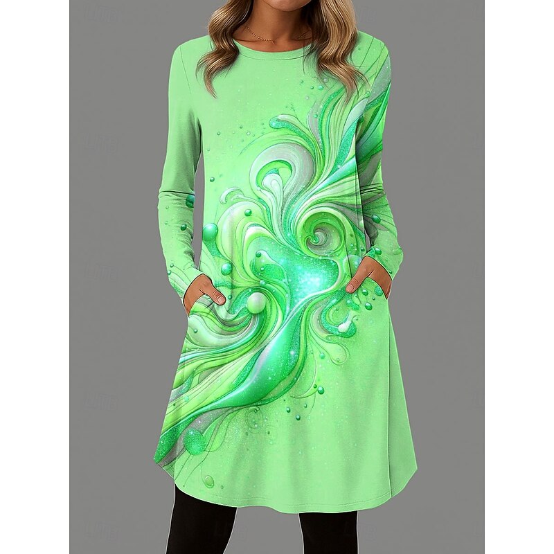 Women's Mini Dress T Shirt Dress Tee Dress A Line Dress Vacation Casual Daily Date Regular Fit Ombre Graphic Long Sleeve Crew Neck Purple Orange Green Summer Spring Fall Winter3